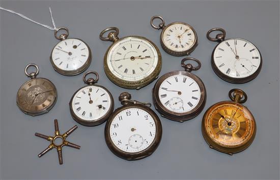 Eight assorted pocket watches including silver and Breguet a Paris.